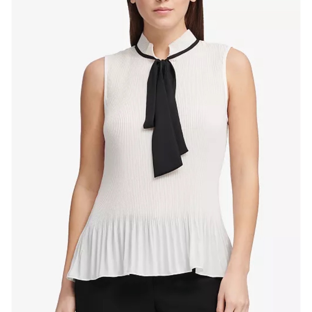 DKNY Tie-Neck Peplum Blouse